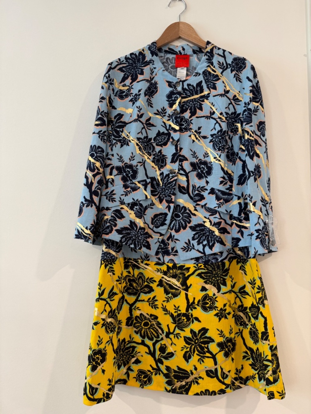 Vintage Bazar by Christian Lacroix blue floral blazer jacket, made France, EU 42 - Picture 13 of 14